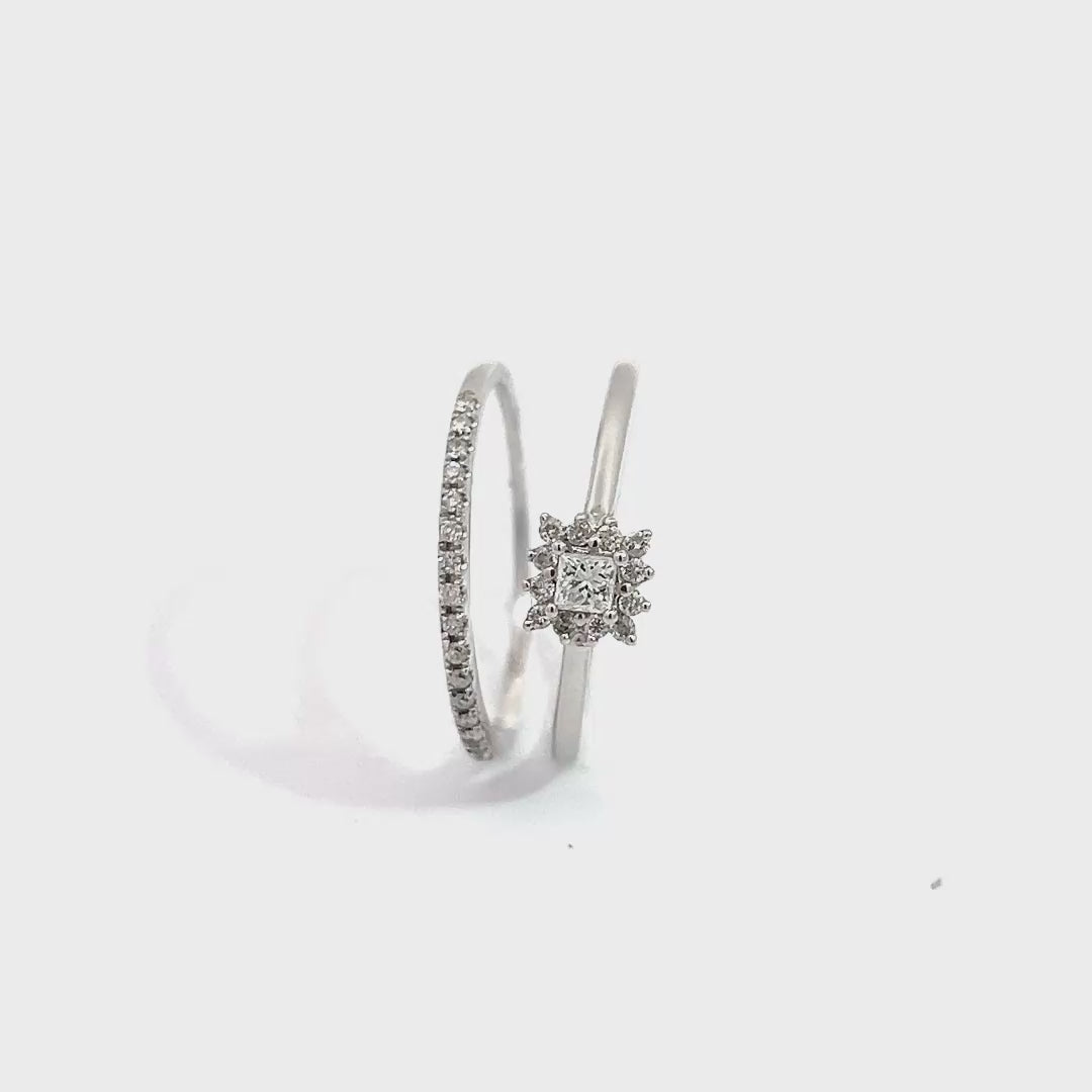 14K White Gold Diamond Ring Set