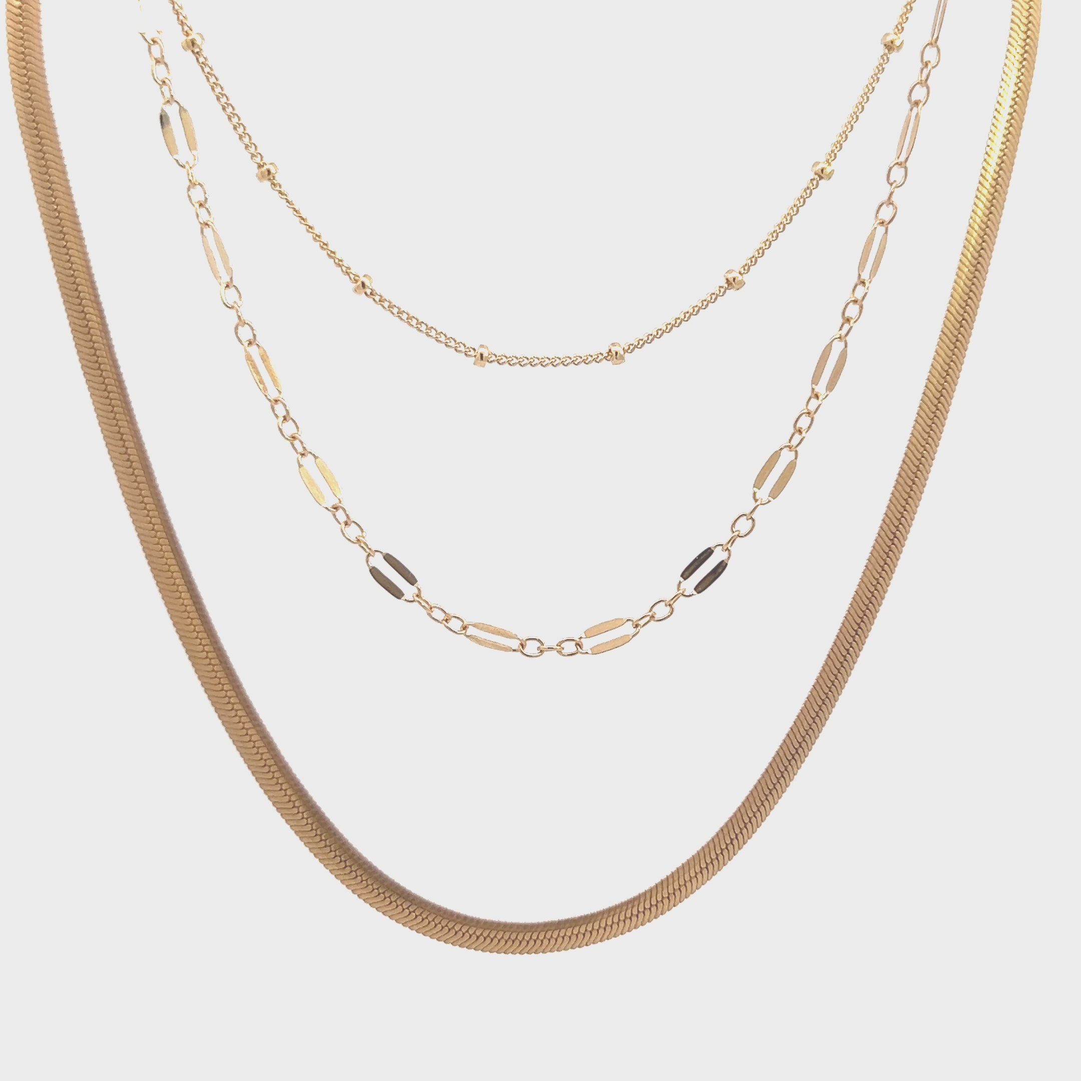 14K Gold Fill Classic Layered Necklace Set