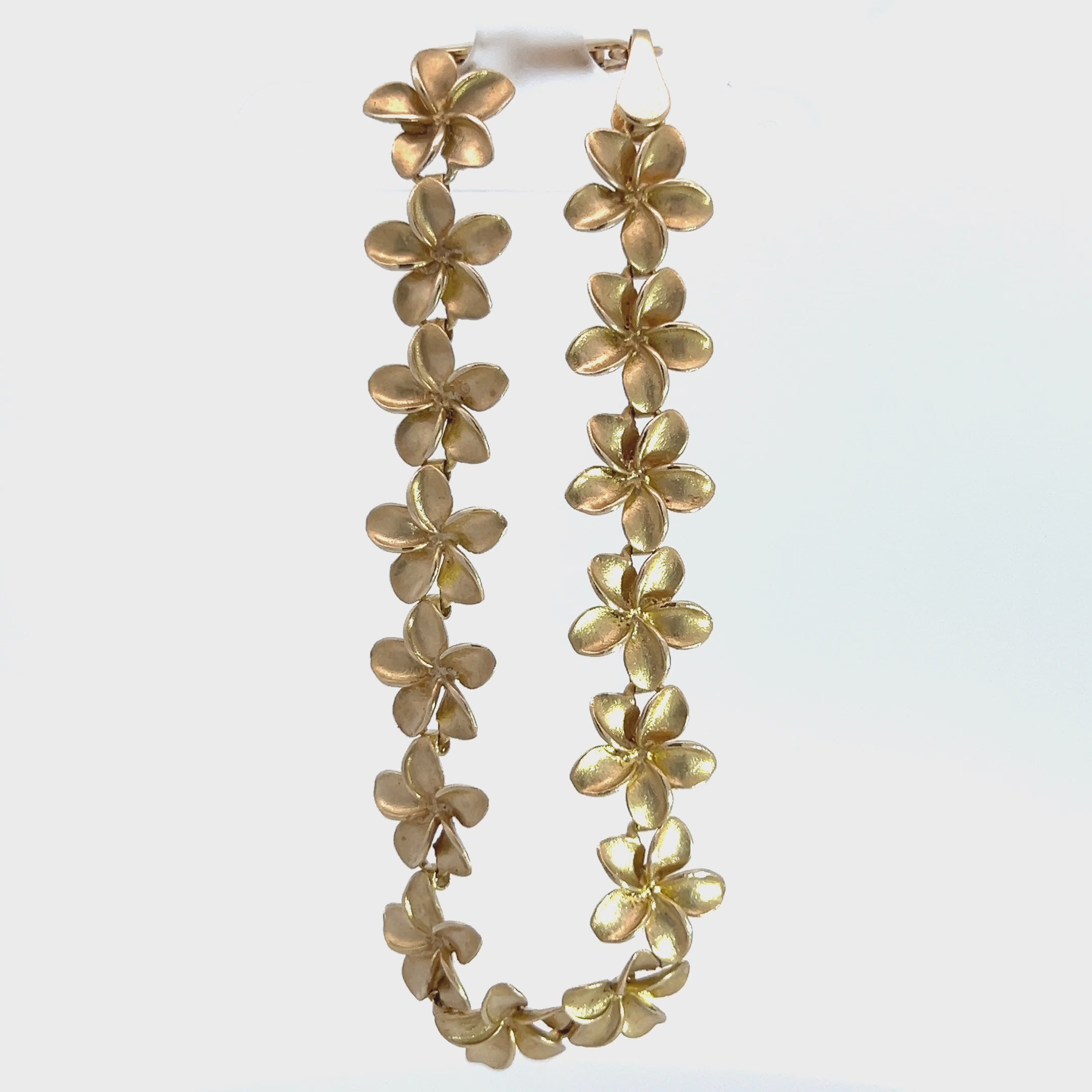 14K Yellow Gold Smooth Plumeria Link Bracelet