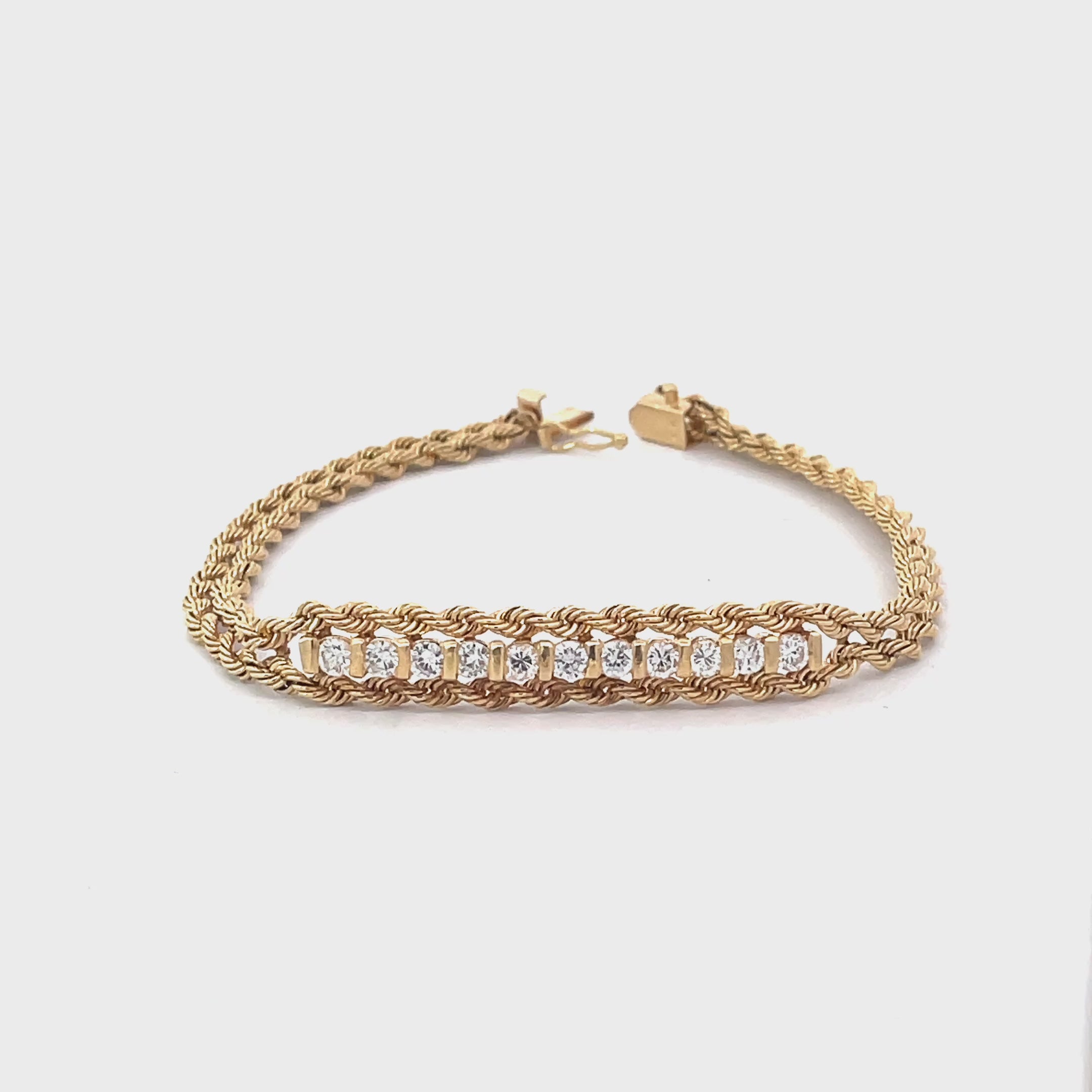 14K Yellow Gold Double Rope Diamond Bracelet
