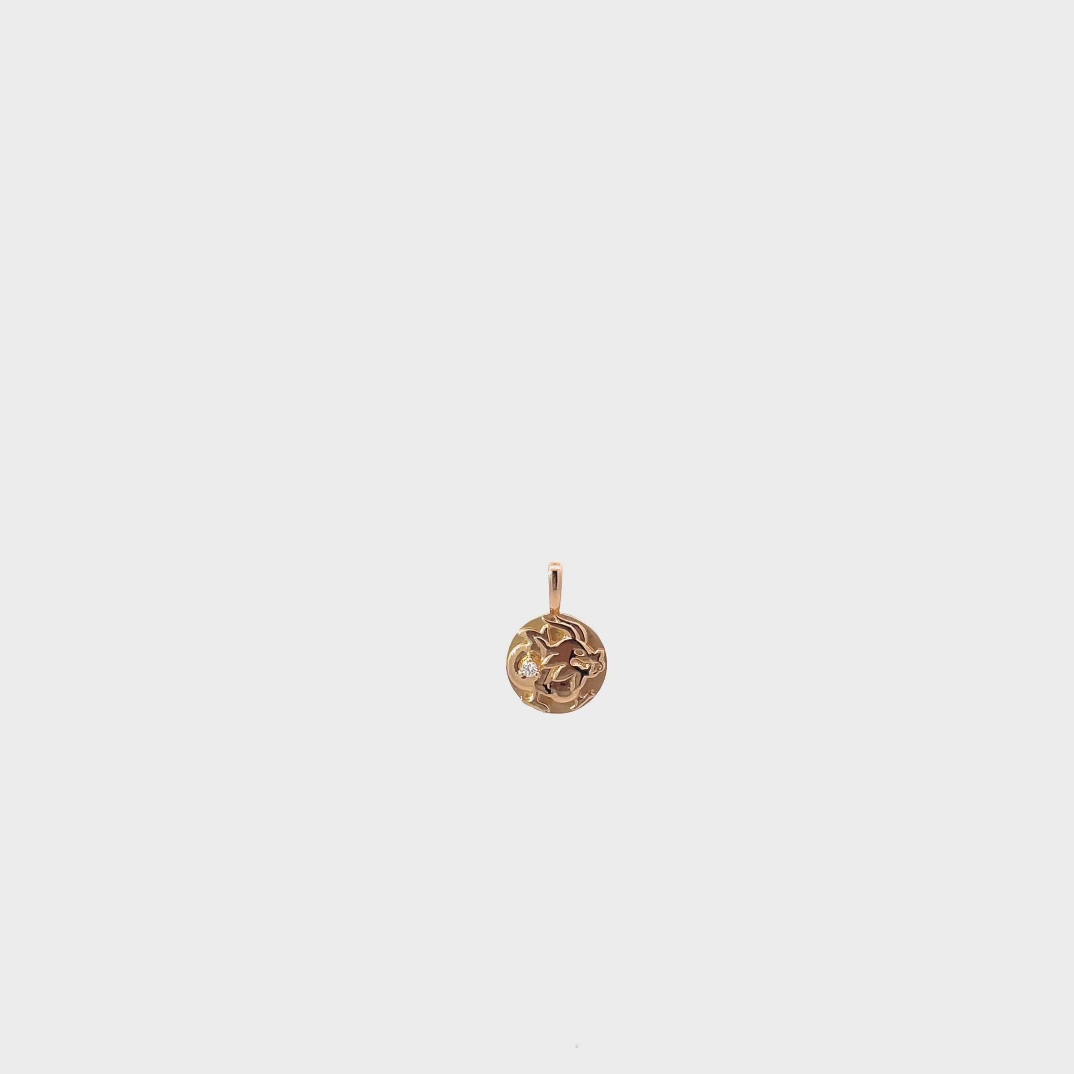 14K Yellow Gold Natural Diamond Dragon Charm
