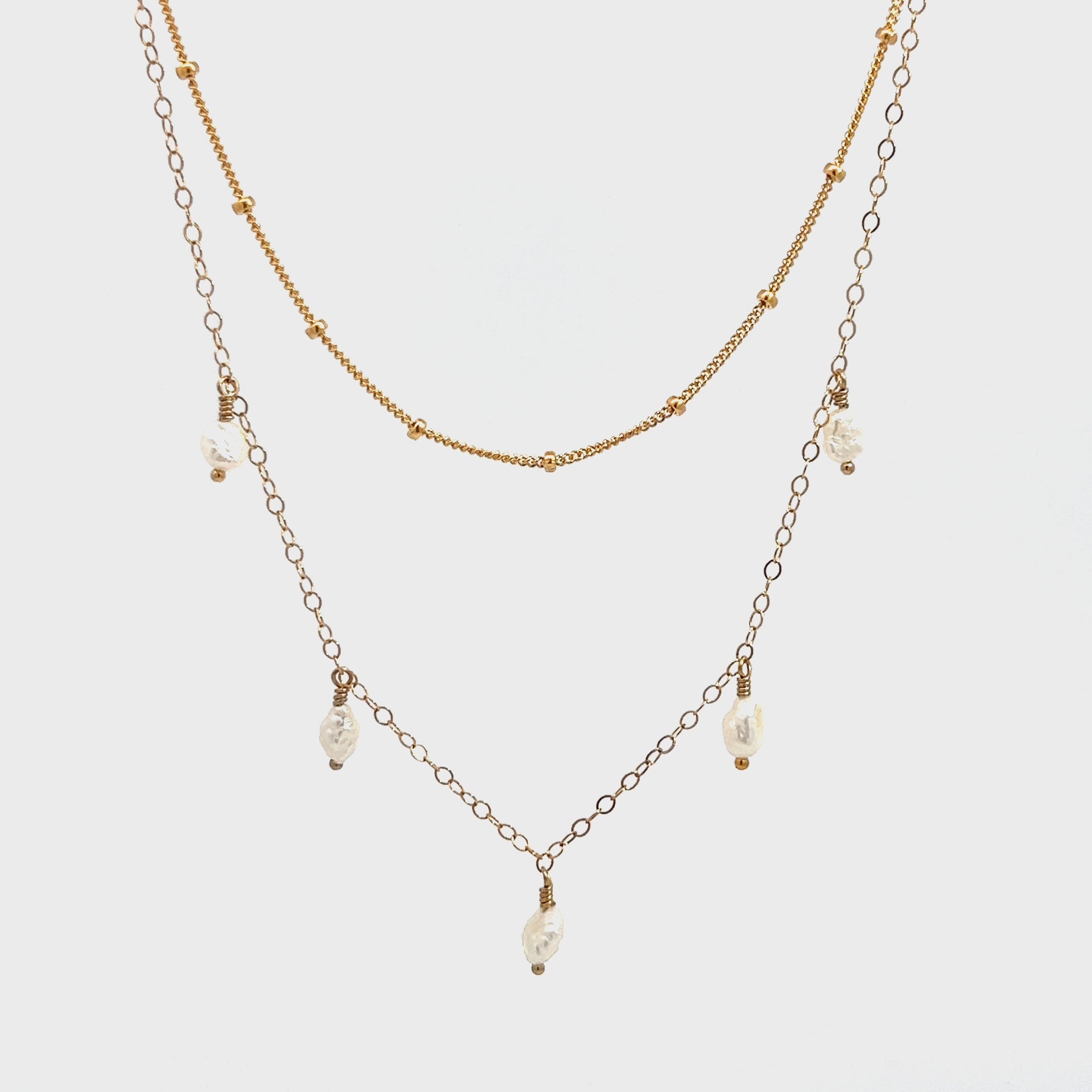 Gold Choker and Pearl Necklace Set