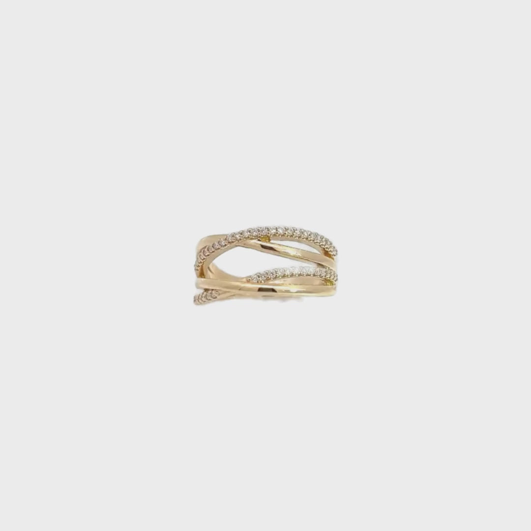 14K Diamond Dome Criss Cross Ring