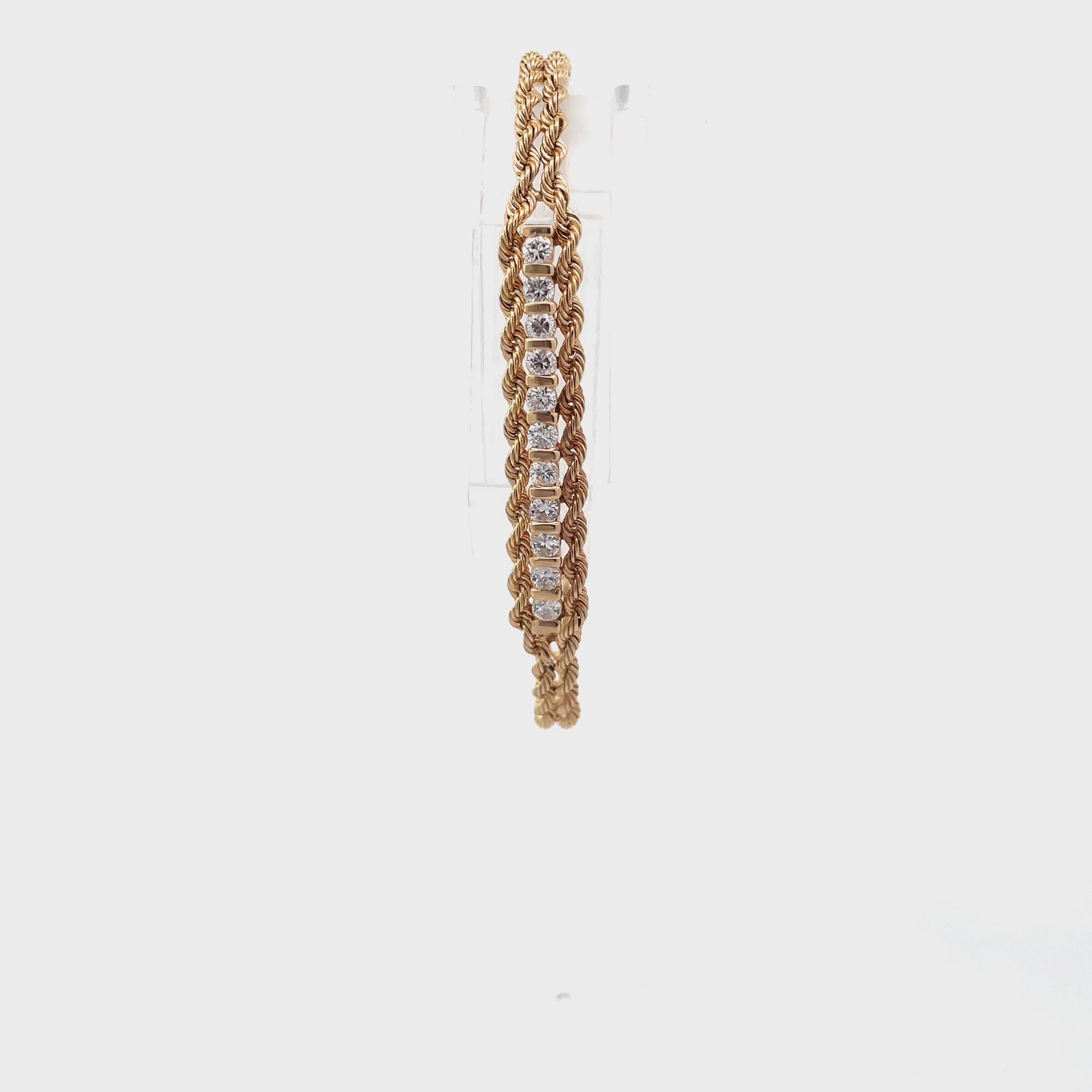 14K Yellow Gold Double Rope Diamond Bracelet
