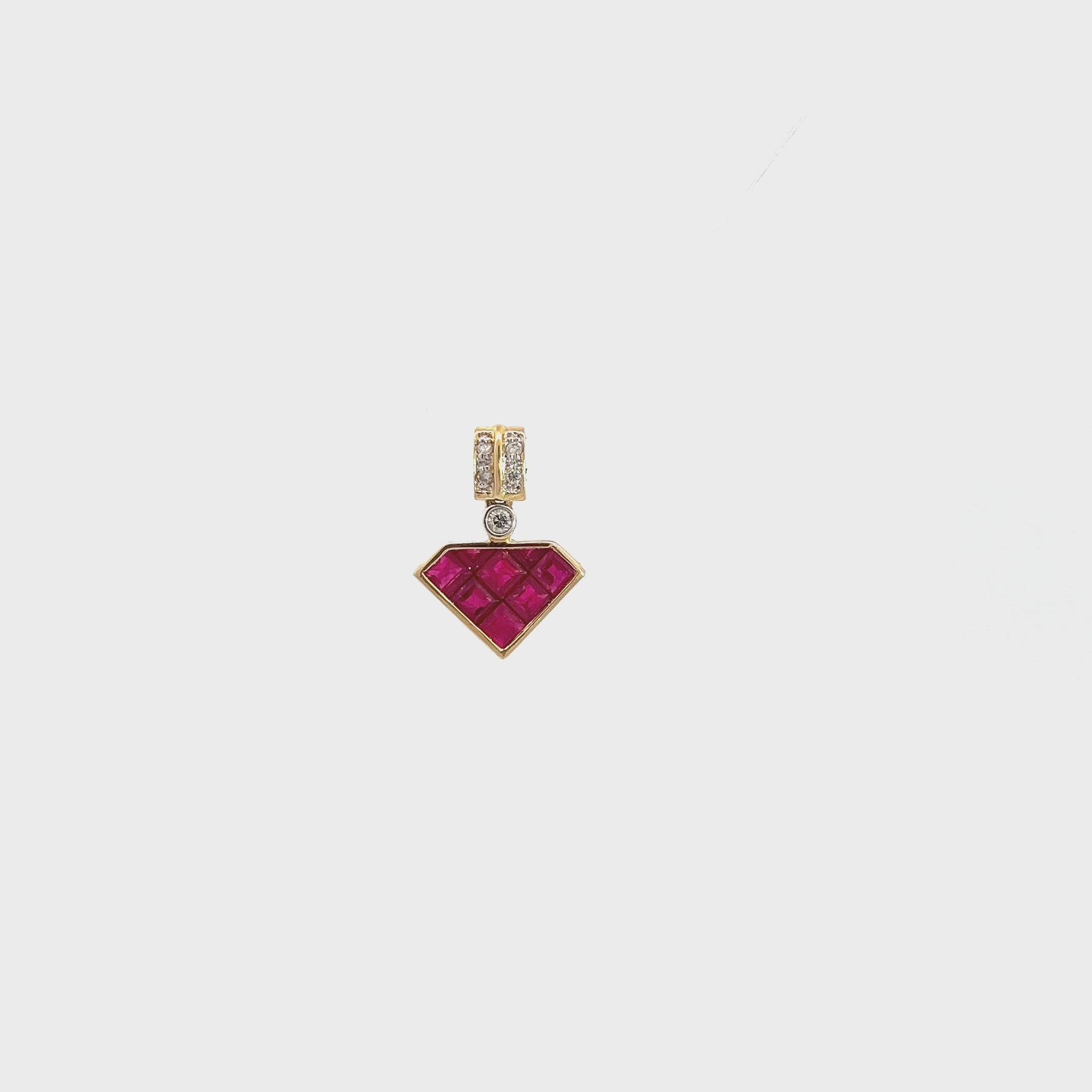 14K Yellow Gold Diamond Ruby Pendant