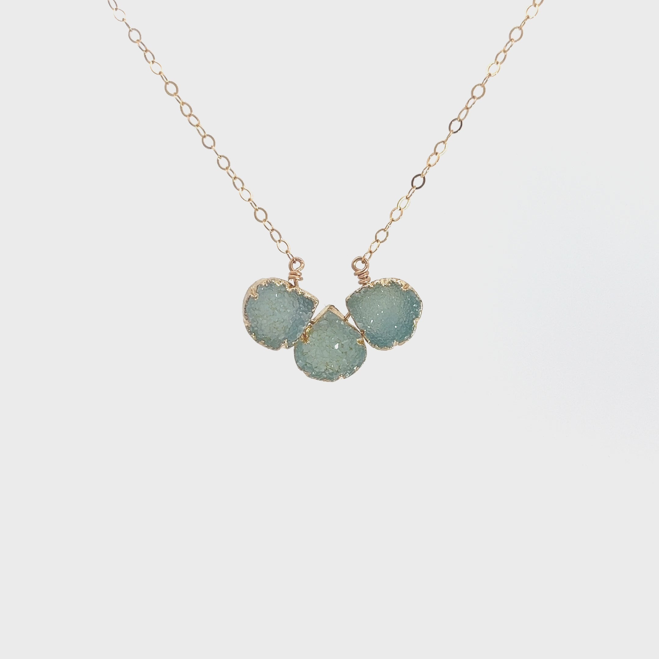 Three Stone Druzy Necklace