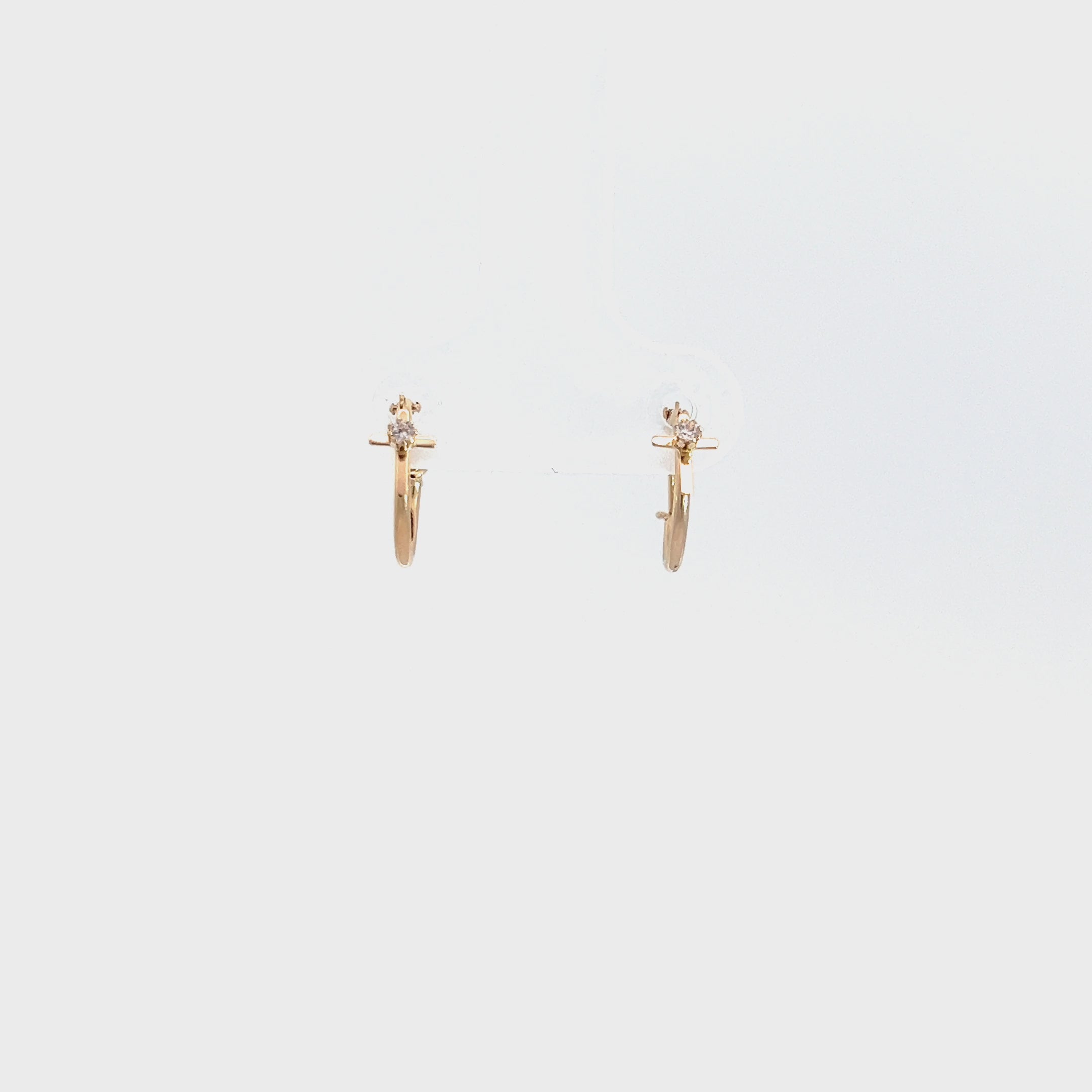 14K Dainty Cross Hoops