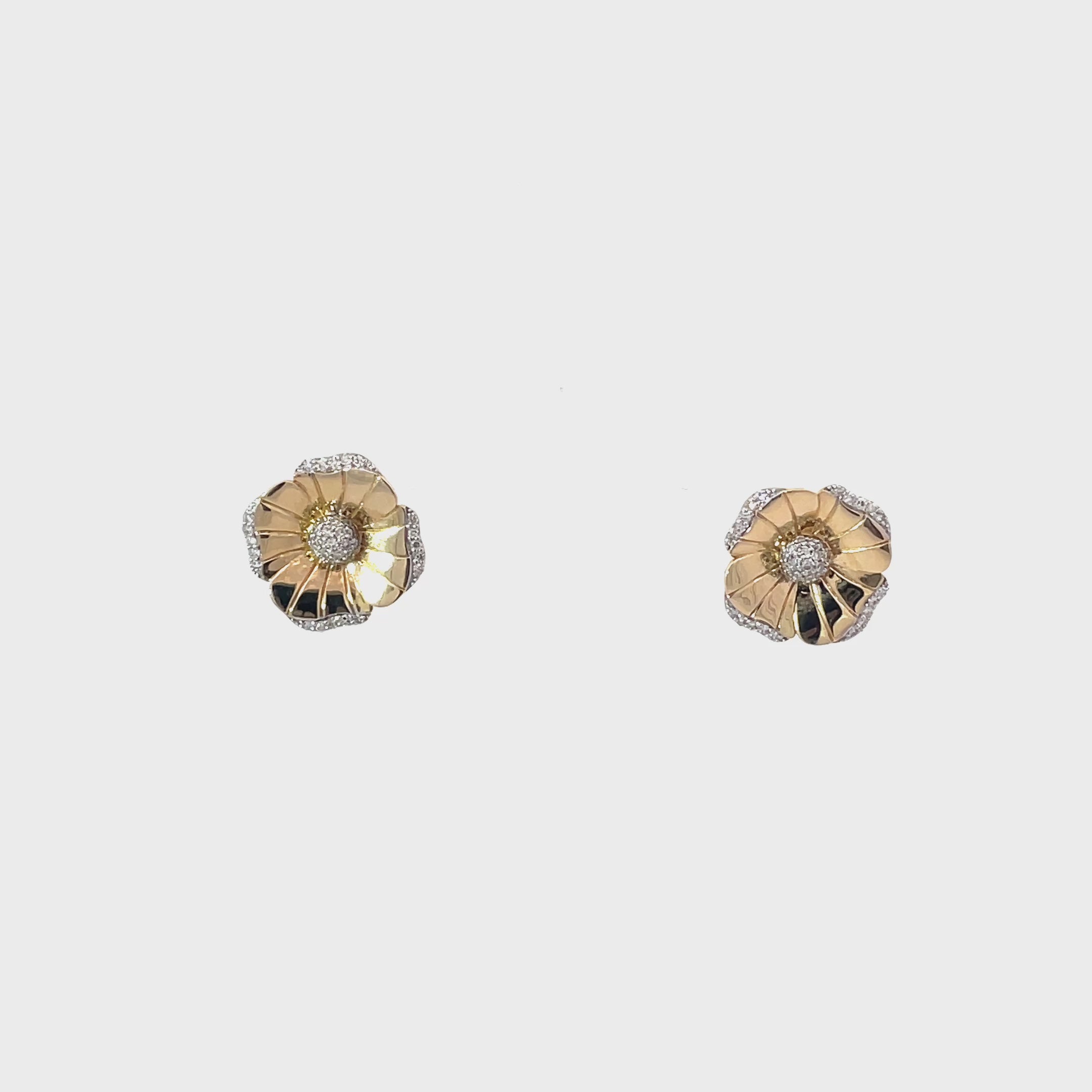 10K Yellow Gold 0.25 CT Diamond Hawaiian Flower Studs