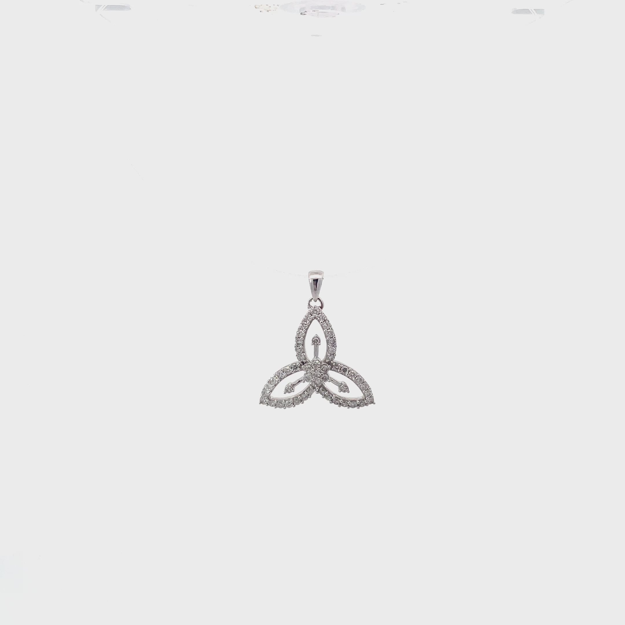 14K White Gold Diamond Celtic Trinity Knot Pendant