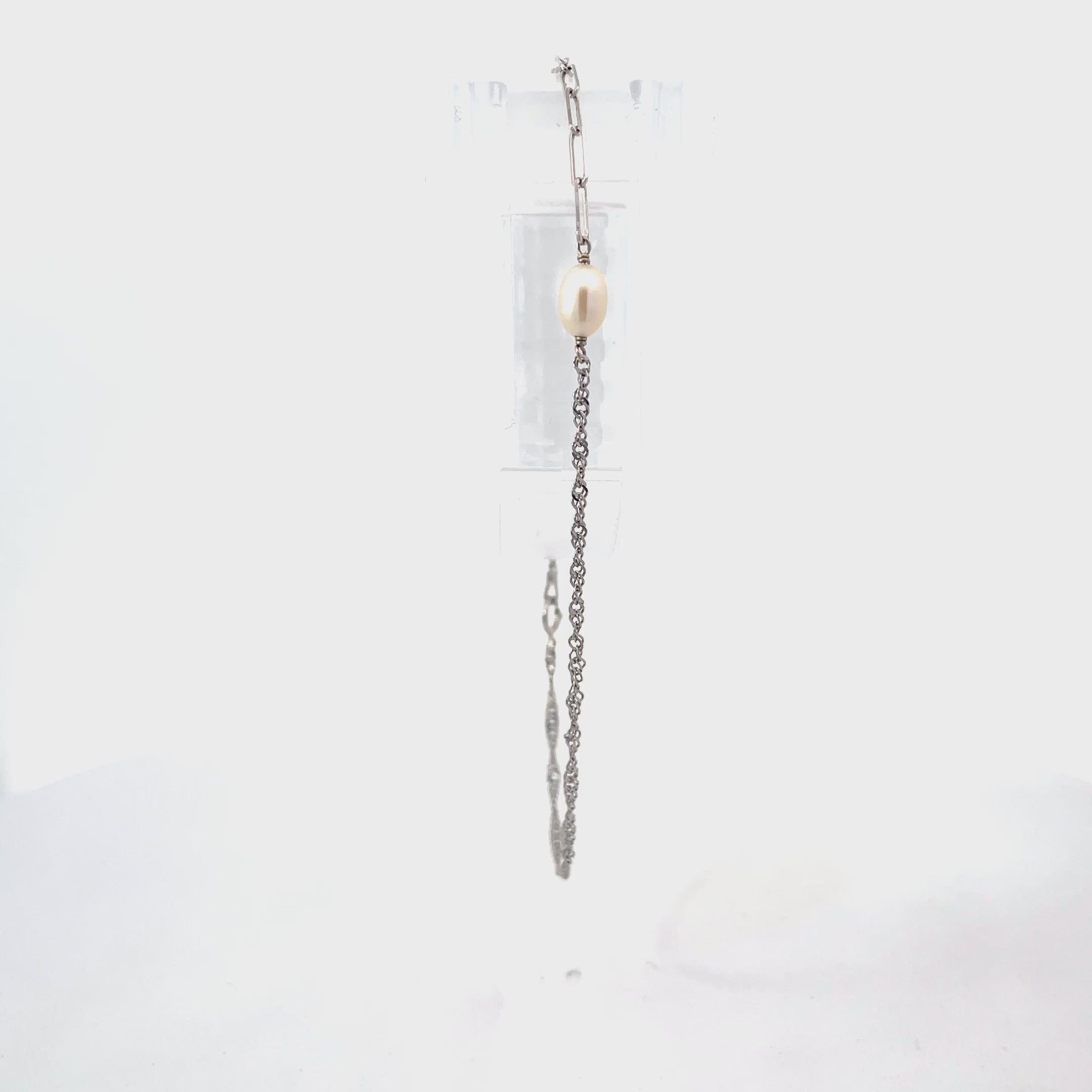14K Mixed Singapore/Clip Chain Freshwater Pearl Bracelet