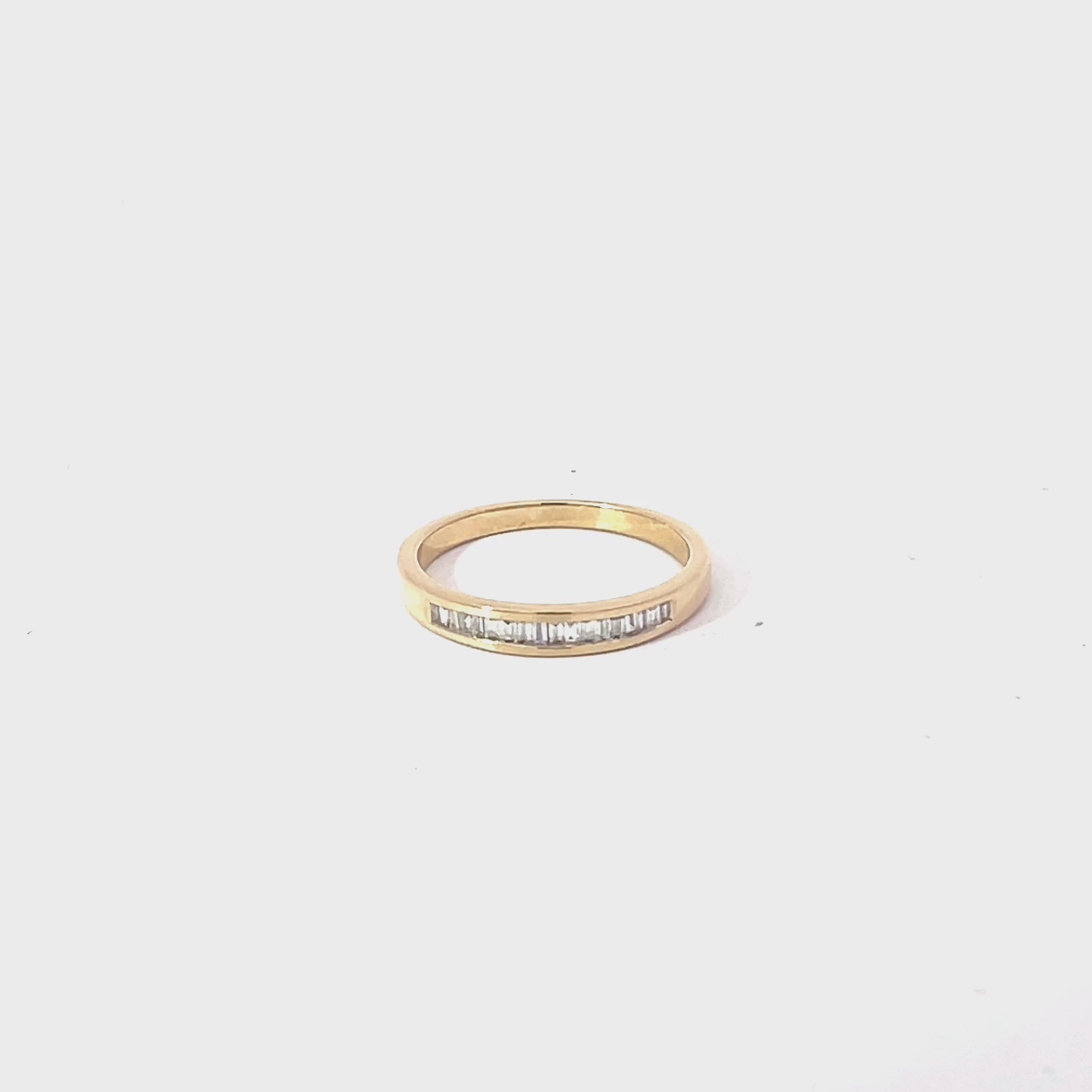 14k Yellow Gold Channel Set Baguette Diamond Band