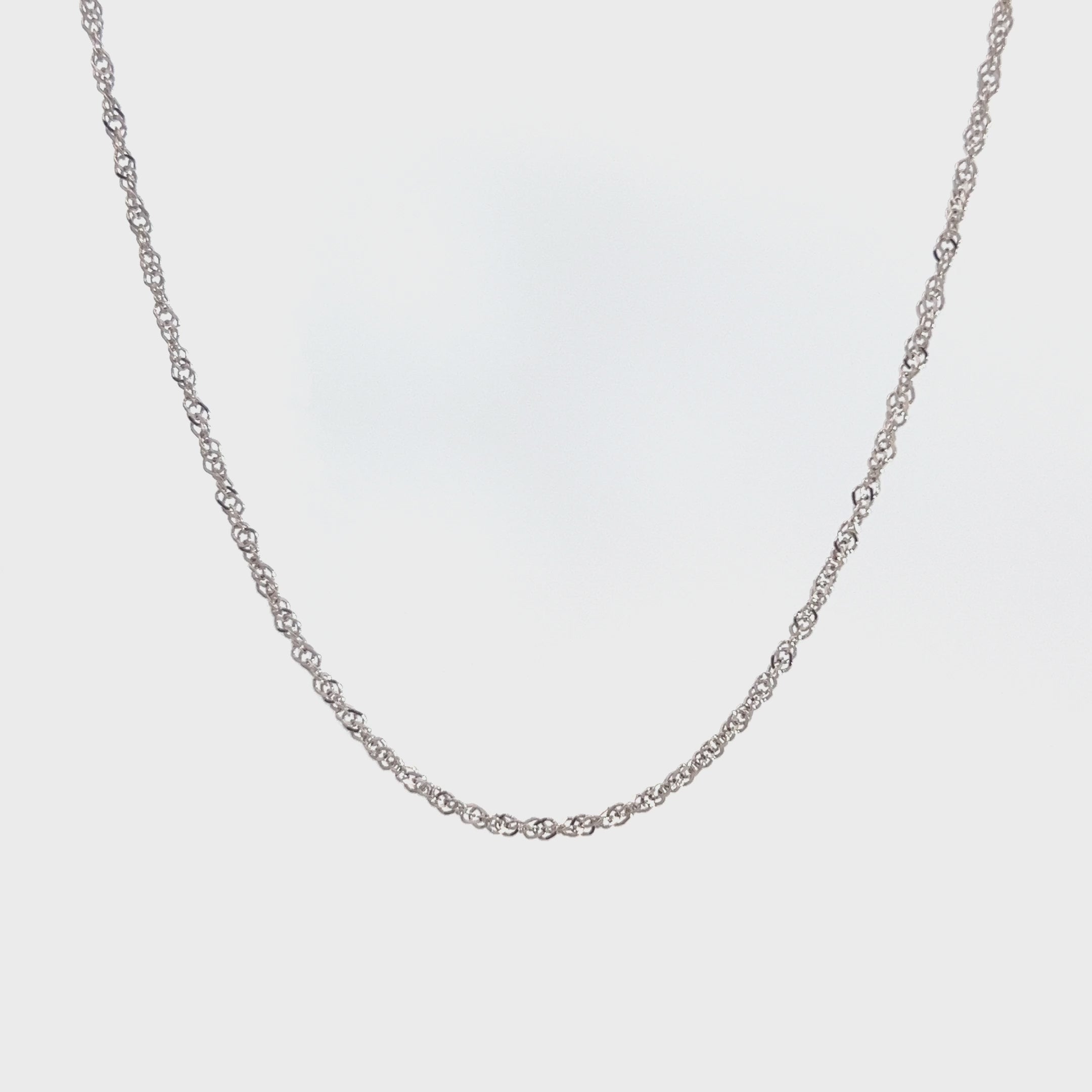 14K White Gold Medium Singapore Chain Necklace