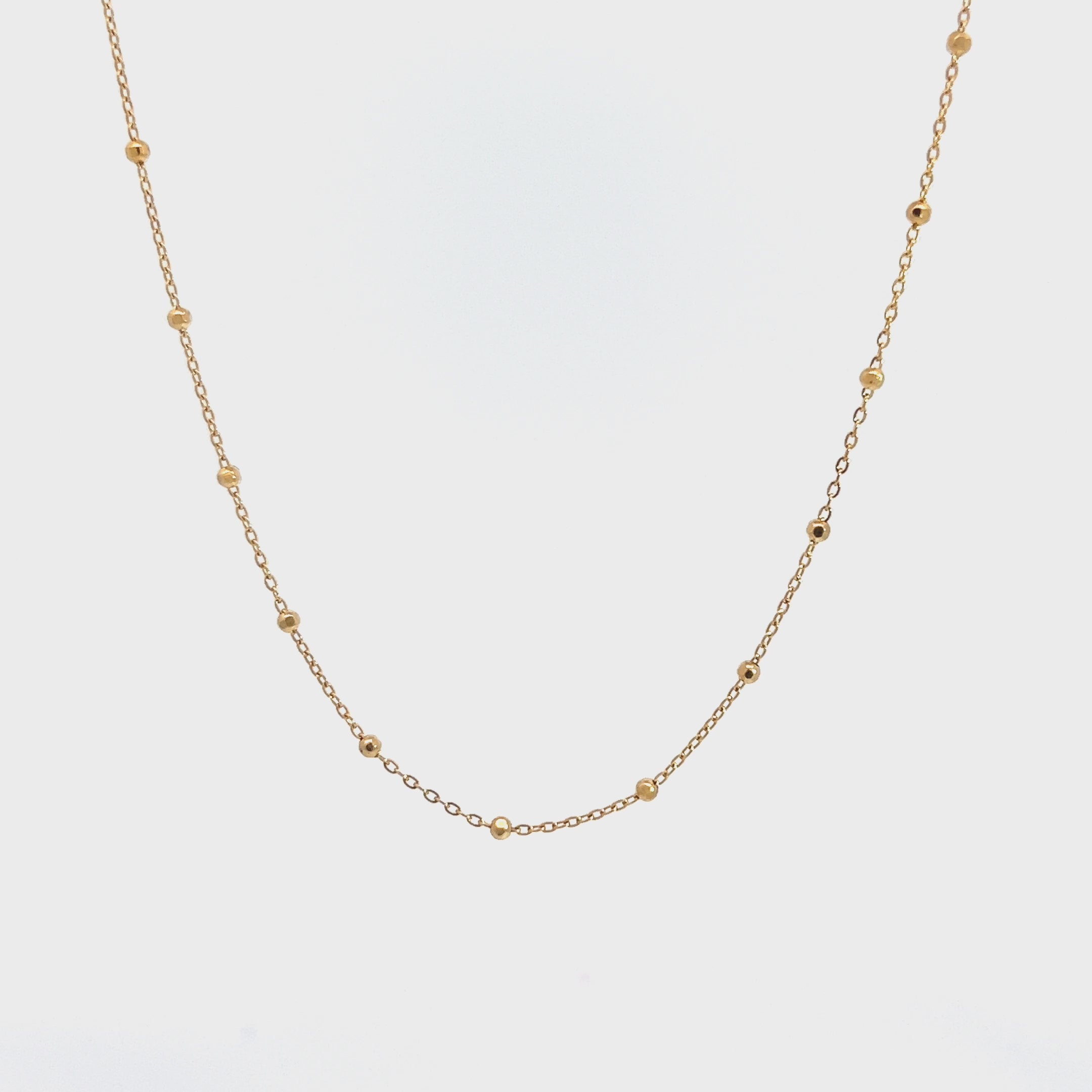 14k Solid Gold Bead Chain Necklace