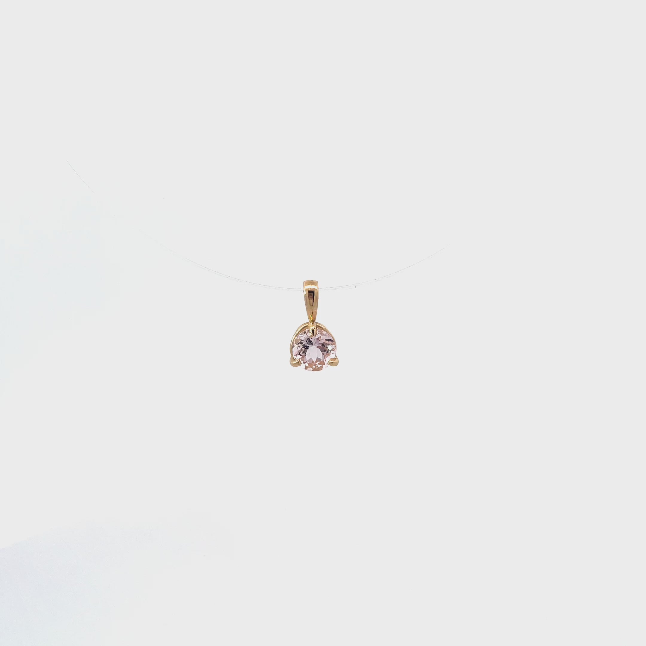 14K Yellow Gold Pink Morganite Pendant