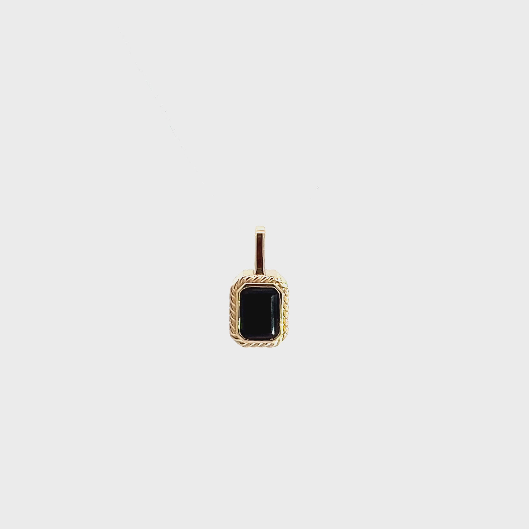 14K Solid Gold Black Onyx Pendant