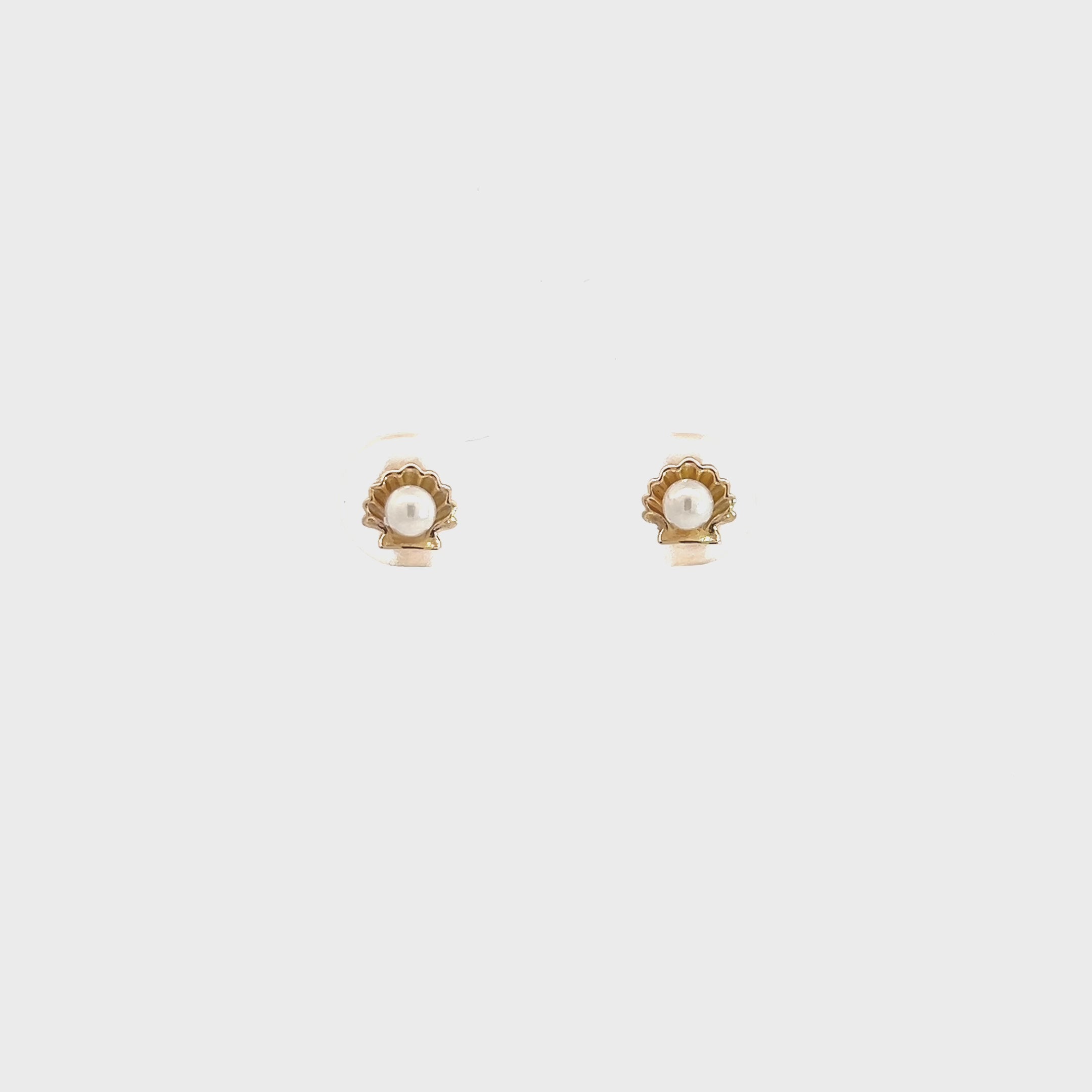 14K Solid Gold Pearl Shell Studs 