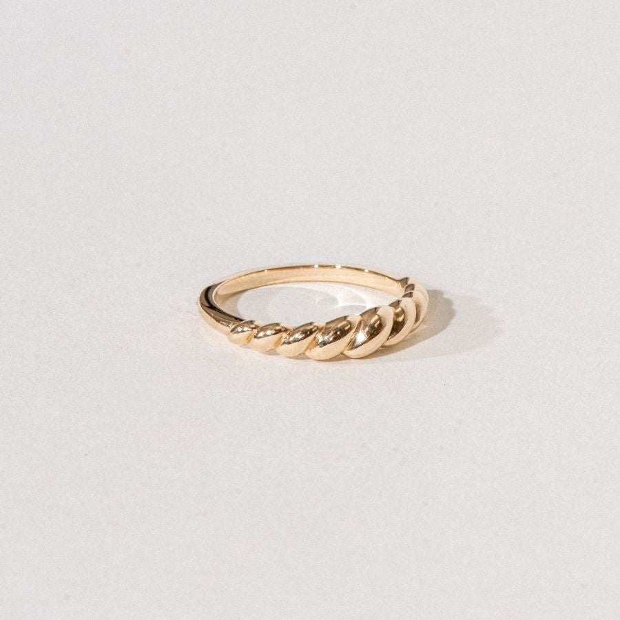 14K Solid Gold Rope Dome Ring