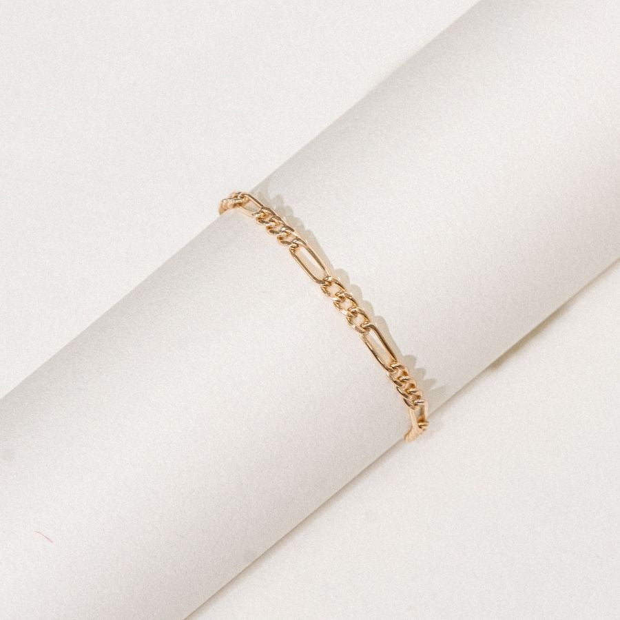 14K Gold Filled Figaro Chain Bracelet. Tarnish resistant and waterproof handmade jewelry.