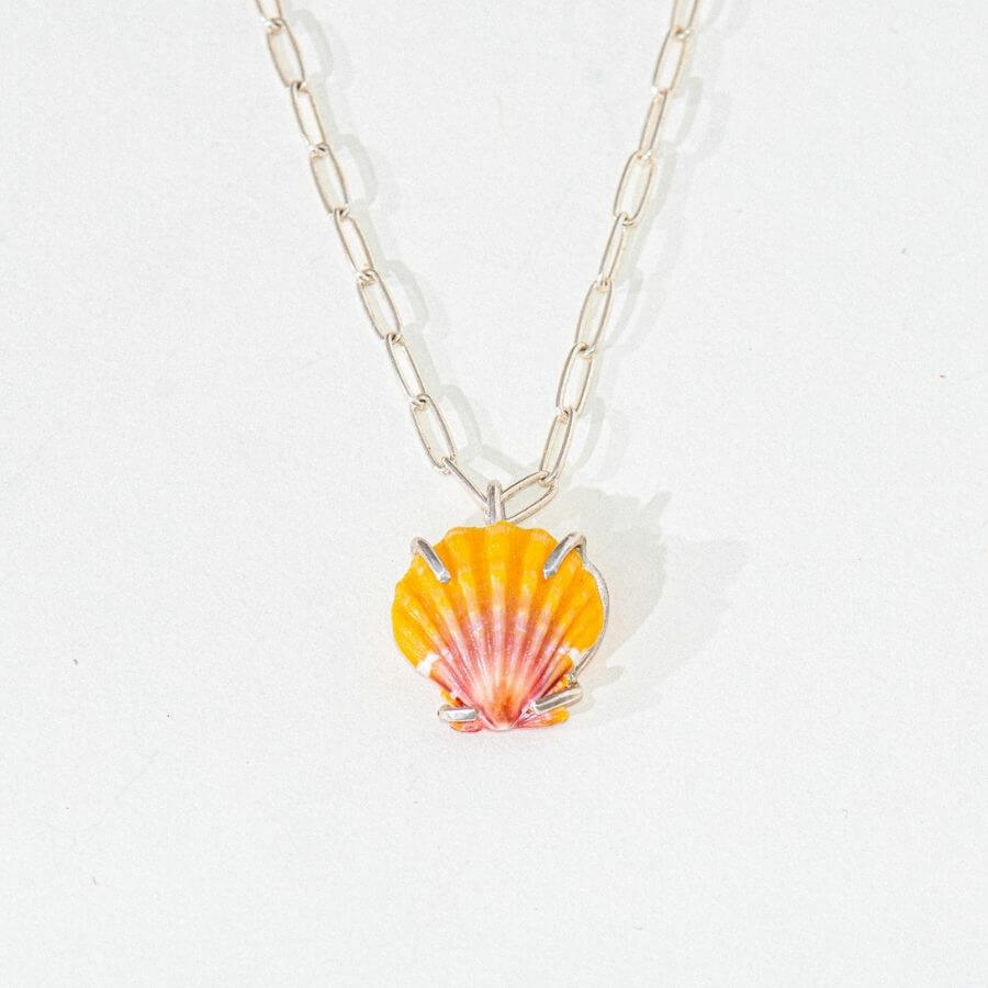 Silver Sunrise Shell Necklace